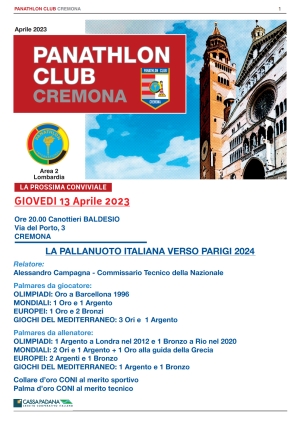 Panathlon International Club Cremona - Notiziario Aprile 2023