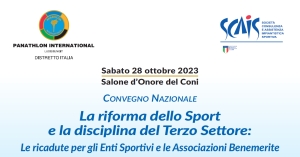 CONVEGNO DISTRETTO ITALIA P.I.: La riforma dello Sport e la disciplina del Terzo Settore