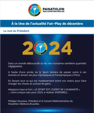 Panathlon International Club Wallonie-Bruxelles - Newsletter décembre 2023