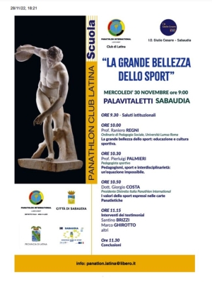 Conferenza a Sabaudia: “La grande bellezza dello sport” - Area 14 Lazio