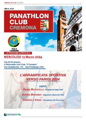 Panathlon International Club Cremona- Notiziario Marzo 2024