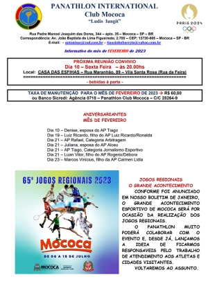 Panathlon International Club Mococa - Fevereiro 2023