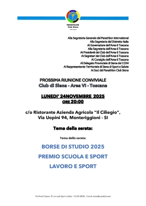 Panathlon Club Siena - Notiziario Novembre 2025