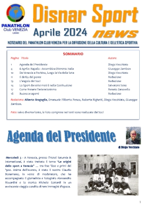 Panathlon International Club Venezia- Notiziario Aprile 2024