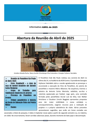 Panathlon Club San Paolo - Boletim Abril 2025