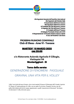 Panathlon Club Siena - Notiziario Marzo 2025