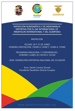 Distrito Ecuador - Exposicion numismatica y de memorabilia deportiva por el dia internacional de Panathlon international y del olimpismo