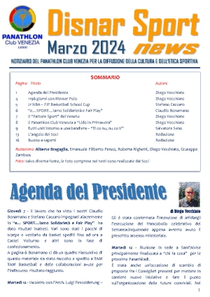Panathlon International Club Venezia- Notiziario Marzo 2024