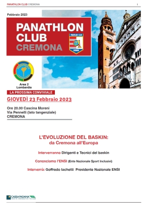 Panathlon International Club Cremona - Notiziario 02 - Febbraio 2023
