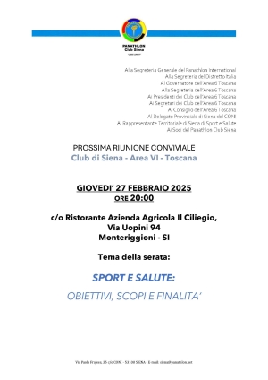 Panathlon Club Siena - Notiziario febbraio 2025