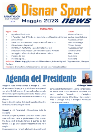 Panathlon International Club Venezia - Notiziario 05 - Maggio 2023