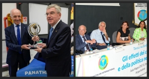 Rundtischgespräch “Die Auswirkung der Konflikte und der Politik auf den Sport“  Flambeau d’Or 2022 für den Präsidenten des IOC Thomas Bach