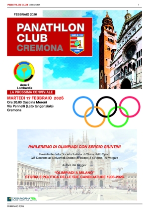 Panathlon International Club Cremona - Notiziario Febbraio 2026