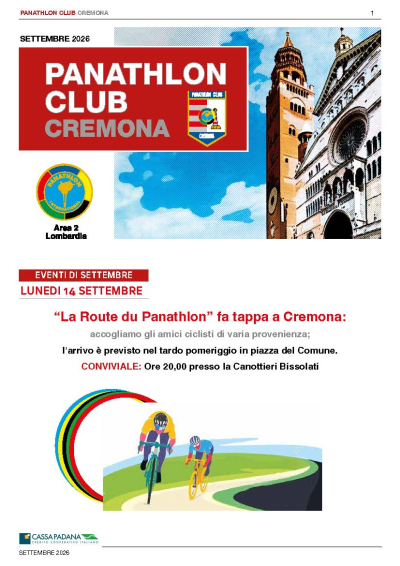 Panathlon International Club Cremona - Notiziario Settembre 2026
