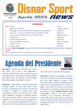 Panathlon International Club Venezia - Notiziario 03 - Aprile 2023