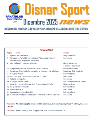 Panathlon Club Venezia- Disnar Sport Dicembre 2025